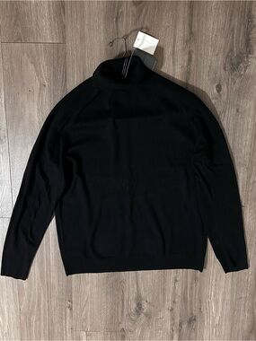 Calibrate C2 Black Cotton Silk & Cashmere Turtleneck Sweater Unisex